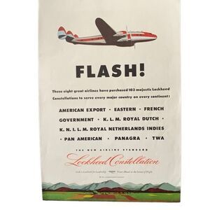 Vintage 1945 Lockheed Constellation Flash Ad Advertisement